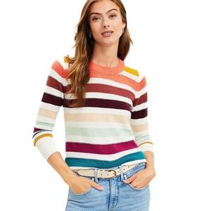 NWOT LOFT Multicolor Striped Crew Neck Sweater